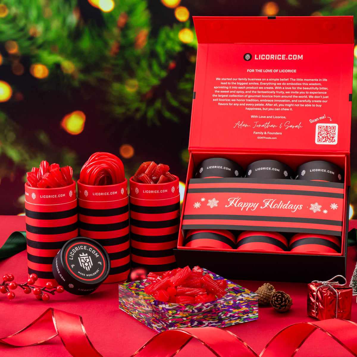 Red Licorice Lover Holiday Gift Box + SweetArt Candy Dish