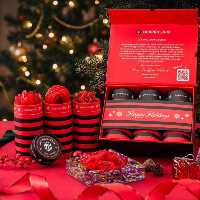 Red Licorice Lover Holiday Gift Box + SweetArt Candy Dish