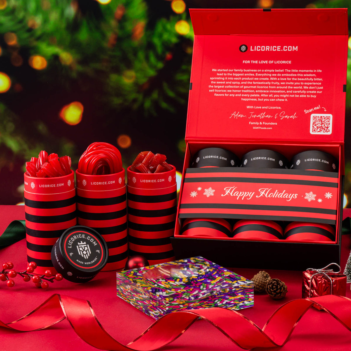 Red Licorice Lover Holiday Gift Box + SweetArt Candy Dish