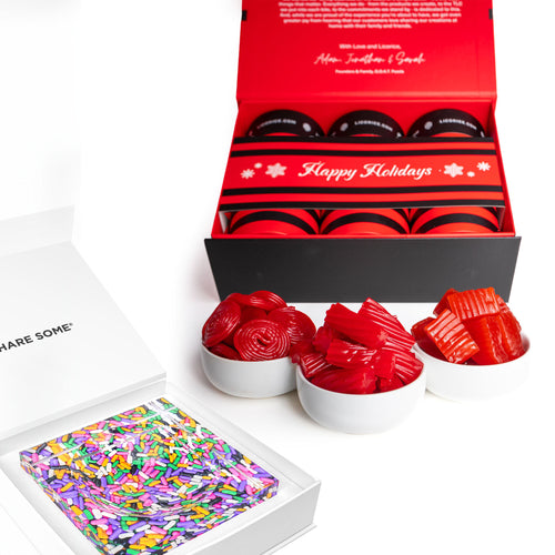 Red Licorice Lover Holiday Gift Box + SweetArt Candy Dish